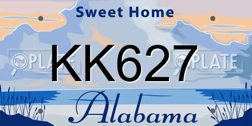 KK627 Alabama License Plate