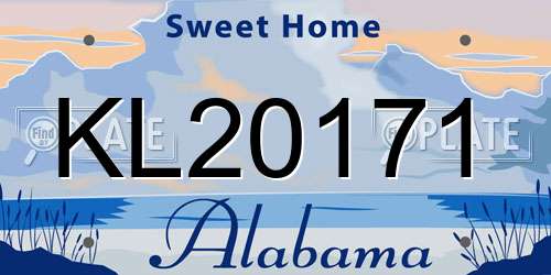 KL20171 Alabama License Plate