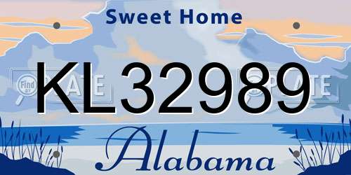 KL32989 Alabama License Plate