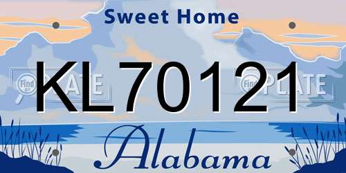KL70121 Alabama License Plate