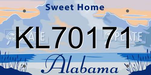 KL70171 Alabama License Plate