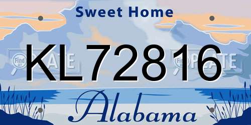 KL72816 Alabama License Plate