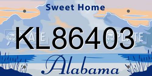 KL86403 Alabama License Plate