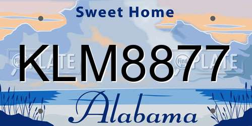KLM8877 Alabama License Plate