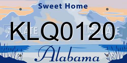 KLQ0120 Alabama License Plate