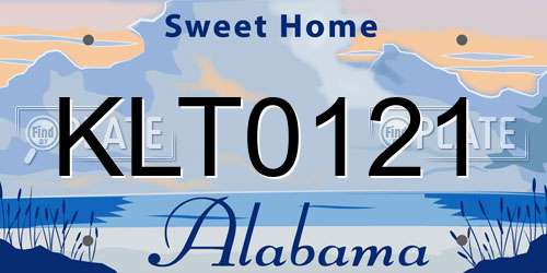 KLT0121 Alabama License Plate