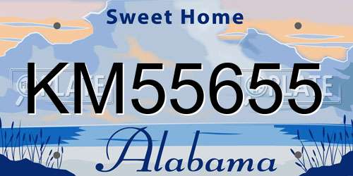 KM55655 Alabama License Plate
