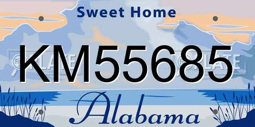 KM55685 Alabama License Plate