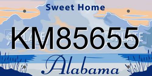 KM85655 Alabama License Plate