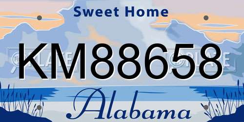 KM88658 Alabama License Plate