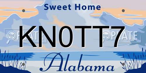 KN0TT7 Alabama License Plate