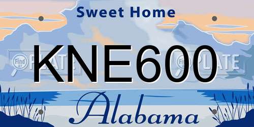 KNE600 Alabama License Plate