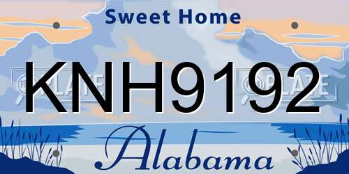 KNH9192 Alabama License Plate
