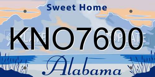 KNO7600 Alabama License Plate