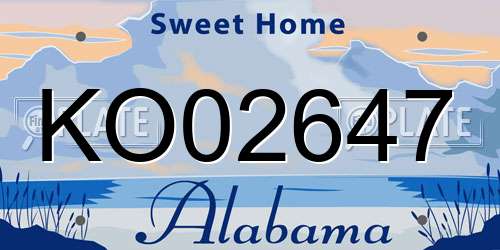 KO02647 Alabama License Plate