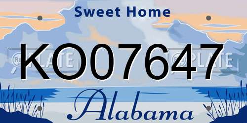 KO07647 Alabama License Plate