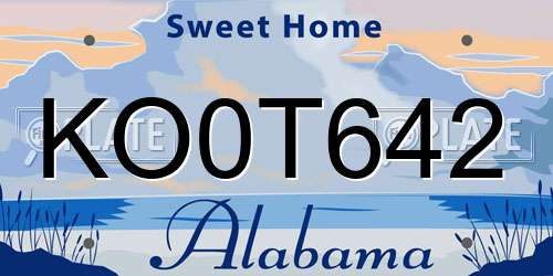 KO0T642 Alabama License Plate