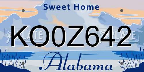 KO0Z642 Alabama License Plate