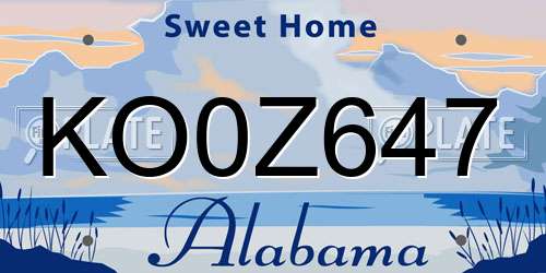 KO0Z647 Alabama License Plate