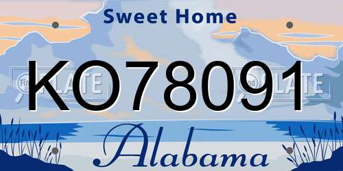 KO78091 Alabama License Plate