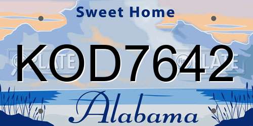 KOD7642 Alabama License Plate