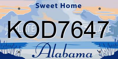 KOD7647 Alabama License Plate