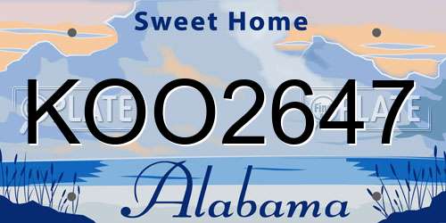KOO2647 Alabama License Plate