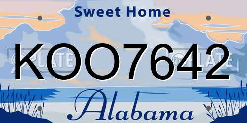 KOO7642 Alabama License Plate