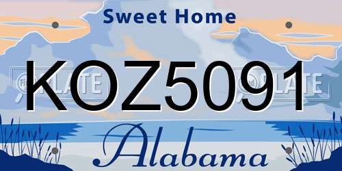 KOZ5091 Alabama License Plate