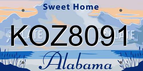 KOZ8091 Alabama License Plate