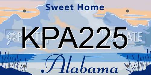KPA225 Alabama License Plate