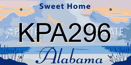 KPA296 Alabama License Plate