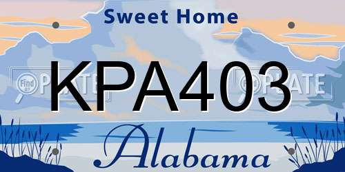 KPA403 Alabama License Plate