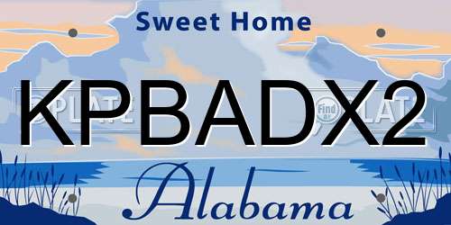 KPBADX2 Alabama License Plate