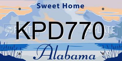 KPD770 Alabama License Plate