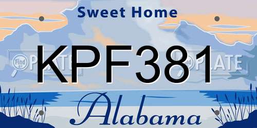 KPF381 Alabama License Plate