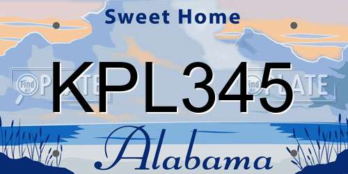 KPL345 Alabama License Plate