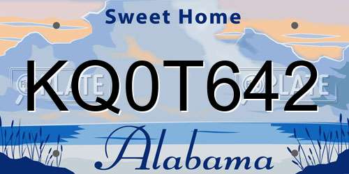 KQ0T642 Alabama License Plate
