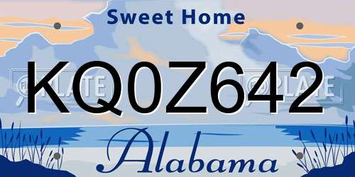 KQ0Z642 Alabama License Plate