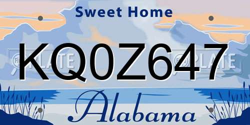 KQ0Z647 Alabama License Plate