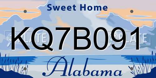 KQ7B091 Alabama License Plate