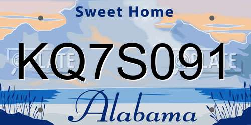 KQ7S091 Alabama License Plate