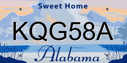 KQG58A Alabama License Plate