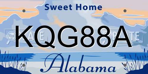 KQG88A Alabama License Plate