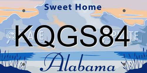 KQGS84 Alabama License Plate