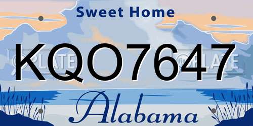 KQO7647 Alabama License Plate