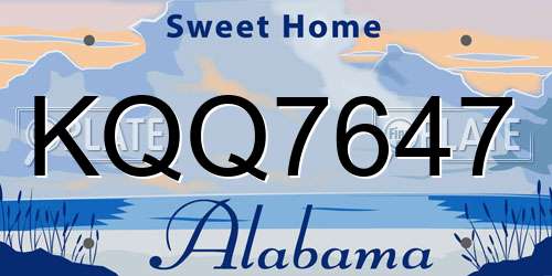 KQQ7647 Alabama License Plate