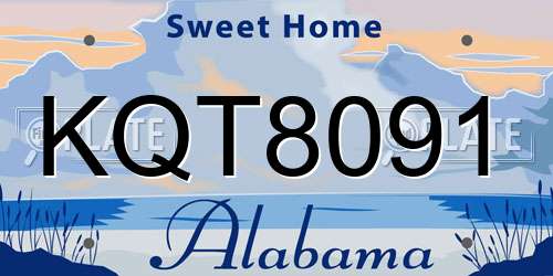 KQT8091 Alabama License Plate