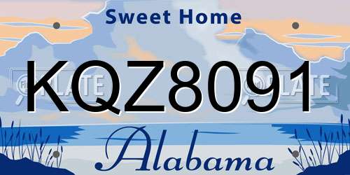 KQZ8091 Alabama License Plate