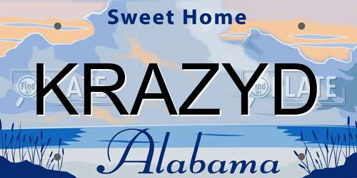 KRAZYD Alabama License Plate